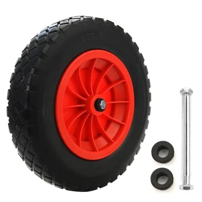 Image of 14&quot; Wheelbarrow Wheel PU Puncture Proof Solid 3.50 8 Tyre Rim Wheels Heavy Duty Replacement Tire for Garden Trolley Barrow Go Cart