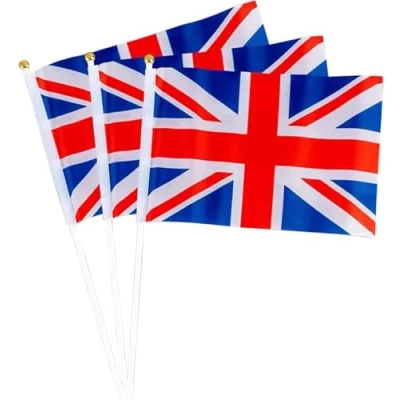 Image of 10pcs Union Jack Hand Flags Queen&#039;s Platinum Jubilee Waving Flag Royal Street Party Celebrations Sporting Events Pub BBQ Car Decorations