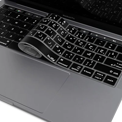 Image of Kuzy Keyboard Cover for NEWEST MacBook Pro with Touch Bar 13&quot; or 15&quot; (A1989 A1990 &amp; A1706 A1707) Release 2018 2017 2016 Silicone Skin Arabic/English