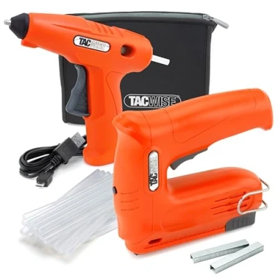 Image of Tacwise 1784 Cordless Bundle, Hobby 53 13EL 4V Staple/Nail Gun, H4 7 Hot Melt Glue 200 Staples, 30 Sticks and Storage Bag