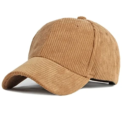 Image of XRDSS Unisex Corduroy Baseball Cap Adjustable Classic Sports Hat Outdoor Solid Caps (Tan)