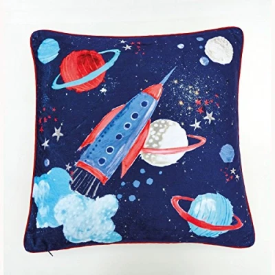 Image of Arthouse Star Ship Cushion, Polyester, Blue, 45 x 0 cm