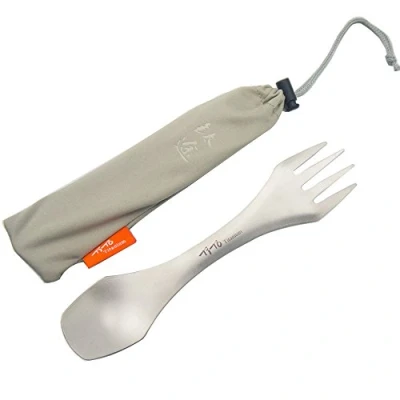 Image of TiTo Titanium Spork Camping 2 in 1 Spoon and Fork with Light Weight Better Quality. (Titanium Color)