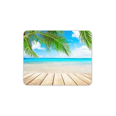 Image of Destination Vinyl ltd Beach Scene Mouse Mat Pad Palm Tree Tropical Island Computer #13251