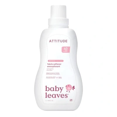 Image of ATTITUDE Natural Baby Fabric Softener, Hypoallergenic, Biodegradable, Vegan and Cruelty free, Unscented, 1 Liter, 40 Washes