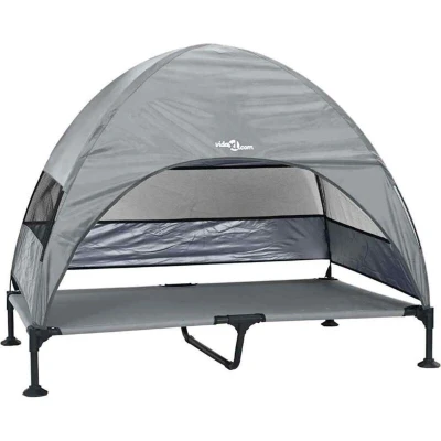 Image of vidaXL Raised Dog Bed with Removable Roof Light Grey XL Steel