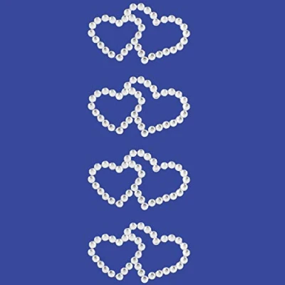 Image of 4cm Diamante Double Heart Stickers Self Adhesive 3D Love Rhinestone Gem Craft Stickers, 4pcs (Silver)