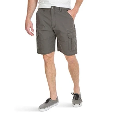 Image of Wrangler Authentics Men&#039;s Classic Relaxed Fit Stretch Cargo Shorts, Olive Drab Ripstop, 36 UK