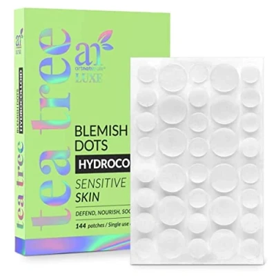 Image of Artnaturals Acne Pimple Patches (144 Pack) Hydrocolloid with Tea Tree Treatment for Zits and Breakouts, Spots Dots Stickers Face Skin
