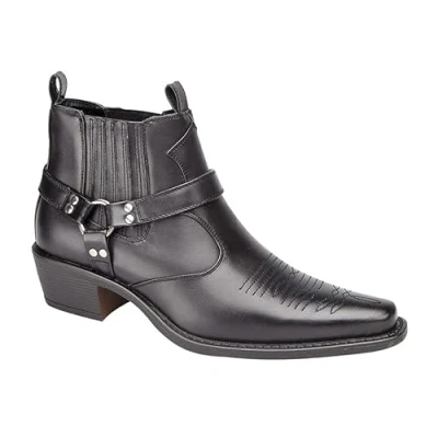 Image of Mens Western Cowboy Biker Boots Shoes Black Size 7 12 (8)