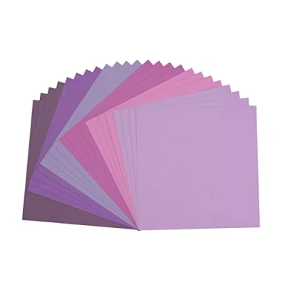 Image of Vaessen Creative Florence Cardstock Textured Coloured Card Making Supplies 12 x inch Purple 24 Sheets Paper for Scrapbooking, and Other Crafts 216 gsm