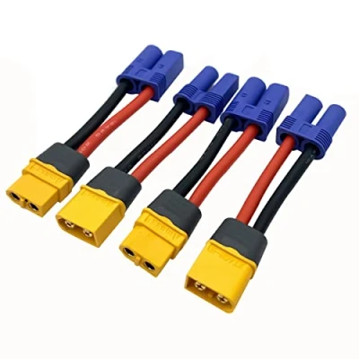 Image of 2 Pairs XT60 XT 60 XT60H Male Female Plug Connector to EC5 Adapter Cable with 12AWG Silicone Cord