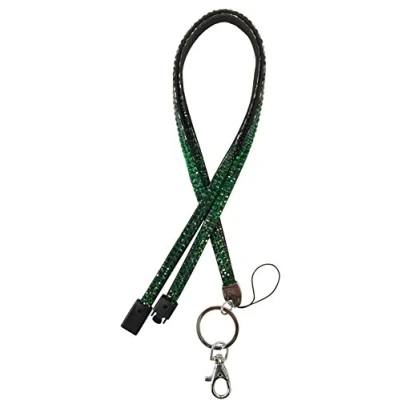 Image of Customcard Green Bling Diamante Rhinestone (Breakaway) Lanyards for ID Card &amp; Key Badge Holder, USB Memory Stick Holder Rhinestonegreen