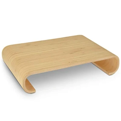 Image of Navaris Computer Monitor Wood Stand Universal Desk Holder Desktop Dock Wooden Mount Display Riser for PC TV Laptop Bamboo