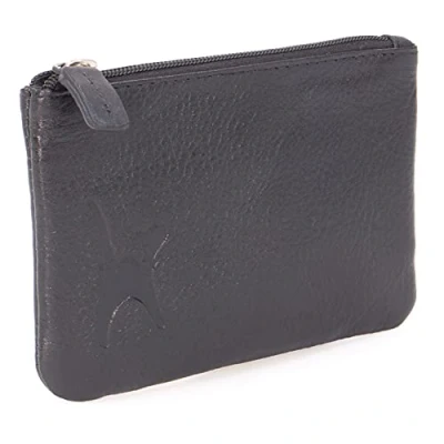 Image of Catwalk Collection Handbags Ladies Small Leather Coin Purse Zip Pouch with Credit Card and Pocket RFID Gift Boxed Mimi Black