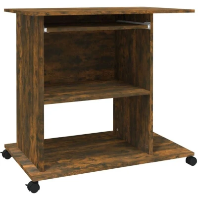 Image of vidaXL Computer Desk Smoked Oak 80x50x75 cm Engineered Wood