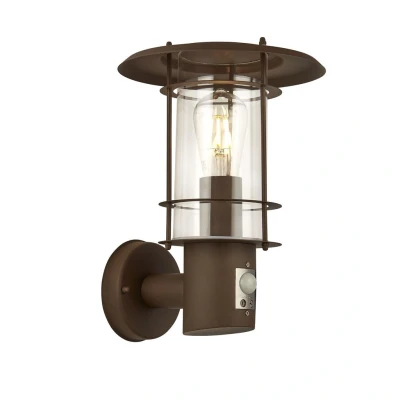 Image of Edgeware Outdoor &amp; Porch Wall Light, Sensor Rust Brown IP44