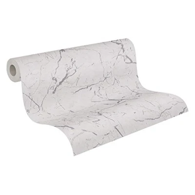 Image of Marble Wallpaper Metropolitan Stories 2 A.S. Création Non Woven 10.05 m x 0.53 Grey Metallic White Made in Germany 378556 37855 6