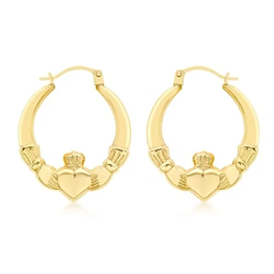 Image of Carissima Gold Women&#039;s 9ct Yellow Claddagh Earrings