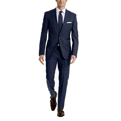 Image of Calvin Klein mensMLBI17NWSlim Fit Stretch Suit Separates Custom Jacket &amp; Pant Size Selection Solid Long Sleeve Blue 32W x 30L