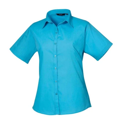 Image of Premier Womens/Ladies Poplin Short Sleeved Blouse (Turquoise) Size 18 UK