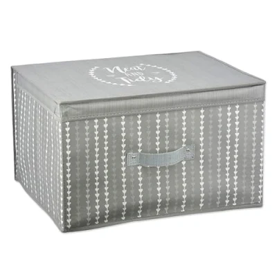 Image of Large Collapsible Jumbo Storage Box Folding Chest Kids Room Tidy Toy (Hearts)