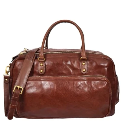 Image of Genuine Leather Large Size Holdall Travel Duffle Bag HOL716 (Brown)