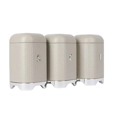 Image of KitchenCraft Tea, Coffee and Sugar Storage Canister, Latte Cream, 11.5 x 19.5cm