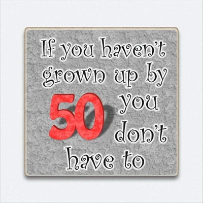 Image of Fridge Magnet Wooden 50th Birthday Gift for Men Women Dad Sister Brother Friend Token Present