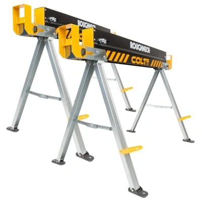 Image of ROUGHNECK® COLT 575S Sawhorse, Heavy Duty Steel Construction with 500kg Capacity Each, 1000kg Per Pair for Woodworking &amp; 2 Pack