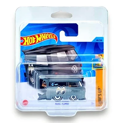 Image of Hot Wheels Kool Kombi (Satin Grey (Moon Eyes)) 2/5 Surf&#039;s Up 2023 29/250 (Short Card) COMES IN A KLAS CAR KEEPER PROTECTIVE COLLECTORS CASE HKK80