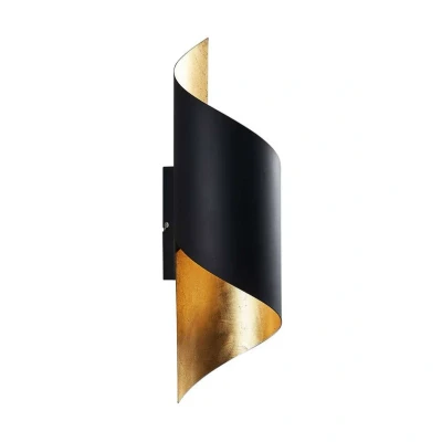 Image of Lindby Vanni metal wall light, twisted, black and gold