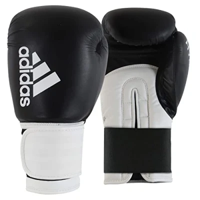 Image of adidas Unisex&#039;s Boxing Gloves Men Women Kids Sparring Training Hybrid 100 6oz 8oz 10oz 12oz 14oz 16oz, Black/White, 12 oz