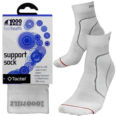 Image of 1000 Mile Tactel Mens White Foot Ankle Support Compression Socks Medium (UK6 8.5) 3 Pair