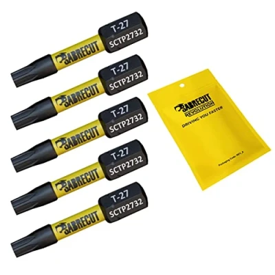 Image of 5 x SabreCut SCTP2732_5 32mm T27 TX27 Torx Tamper Proof Security Magnetic Impact Screwdriver Driver Bits Set Heavy Duty Compatible with Dewalt Milwaukee Bosch Makita and More