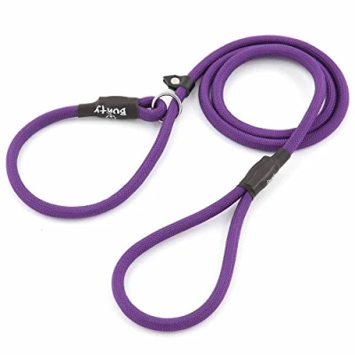 Image of Bunty Rope Slip Lead for Dogs, Large Anti Pull Dog Lead, One Size Fits All, Durable Woven Nylon, Ideal All Dogs No Training Aid, Collar Needed 120cm, Purple