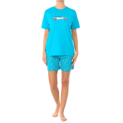 Image of Kisses&amp;Love Womenss short sleeve summer pajamas KL40000 Blue material_cotton Size Medium