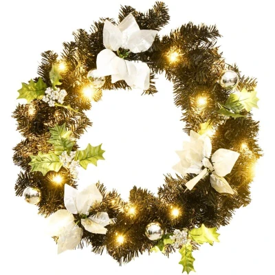 Image of vidaXL Christmas Wreath with LED Lights Black 60 cm PVC