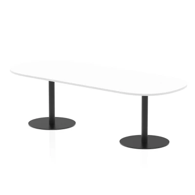 Image of Italia 2400mm Poseur Boardroom Table White Top 720mm High Black Leg