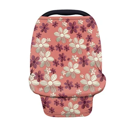 Image of Wanyint Daisy Floral Pink Car Seat Covers for Babies,Nursing Cover Carseat Canopy,Baby Breastfeeding Cover,Multi Use Nursing Scarf,Infant Stroller