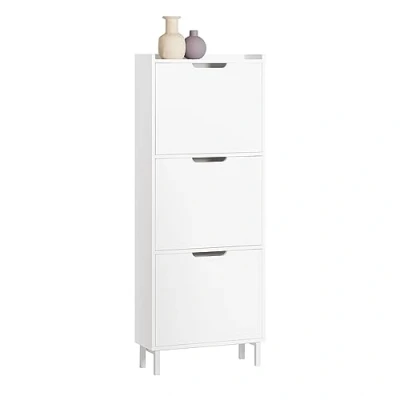 Image of SoBuy 3 Flip drawers Shoe Cabinet Rack Storage Cupboard Organizer Unit White W50 x D19 H129cm FSR151 H W