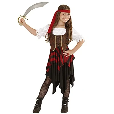 Image of WIDMANN 05597 Children&#039;s Pirate Costume With Headband, Multicoloured, 140 cm / 8 10 Years
