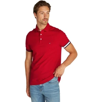Image of Tommy Hilfiger Men’s Short Sleeve Flag Cuff Slim Fit Polo Shirt