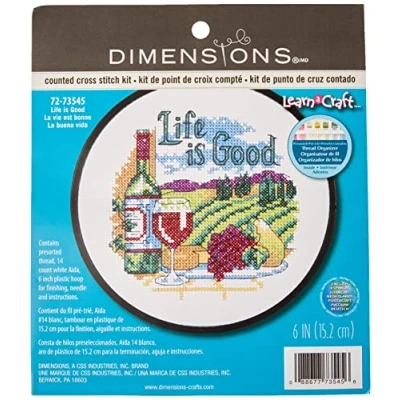 Image of Dimensions Life is Good Learn a Craft Counted Cross Stitch Kit, Polyester blend, Multi Colour