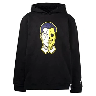 Image of Fortnite Boys Hoodie Black Sweatshirt Skull Trooper Motif 100% Cotton Official Merchandise 15 Years