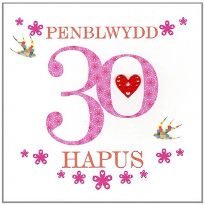 Image of Claire Giles Sherbet Sundaes Welsh Penblwydd Hapus 30th Birthday Card Pink