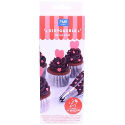 Image of PME VD24IB040 Valentines Icing Piping Pack of 12 Disposable Bags, Plastic
