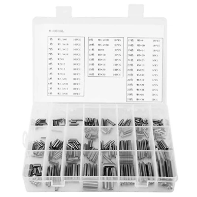 Image of 280Pcs Stainless Steel Spring Pin Assortment Kit, Tension Set M1.5 M2 M2.5 M3 M4 M5 M6 M8 with Box