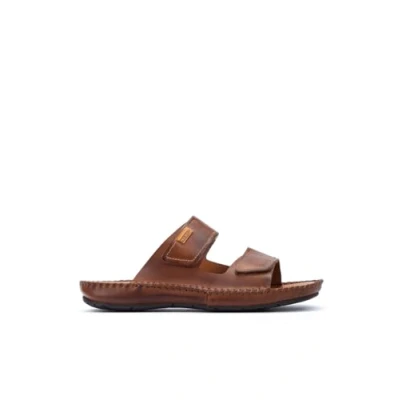 Image of Tarifa Leather Men&#039;s Slides Sandals