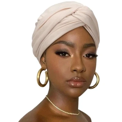 Image of DRESHOW Hair Wrap for Women Soft Stretch Jersey Head Scarf Breathable Lightweight Turban Solid Color